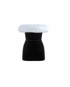 Noel Mini Dress + Detachable Faux Fur Black Noel Mini Dress + Detachable Faux Fur Black