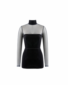 Noel Mini Dress + Mesh Turtleneck – Black